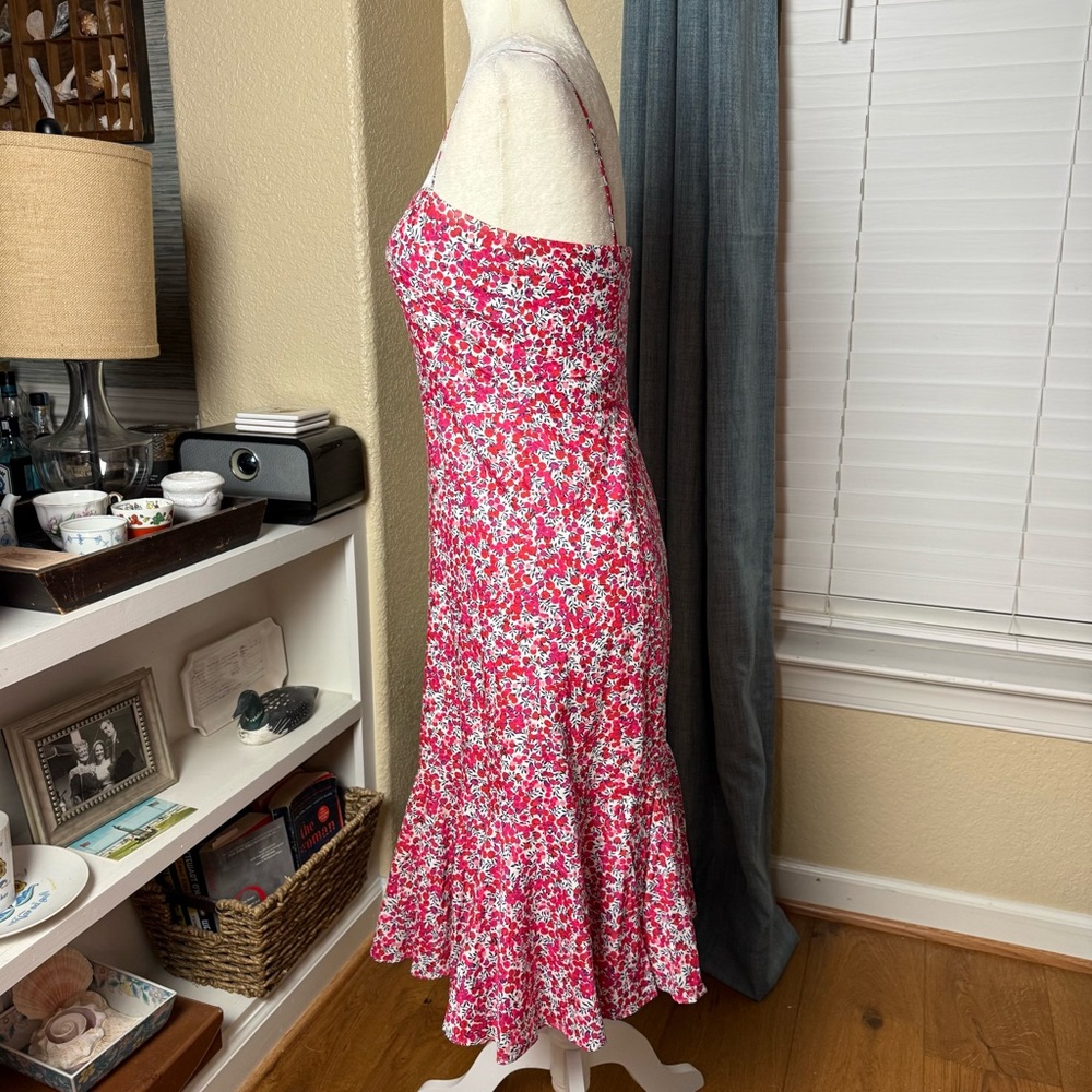 J Crew & Liberty London Wiltshire Floral Ruffle Hem Midi Dress Sz 0 - Picture 4 of 11